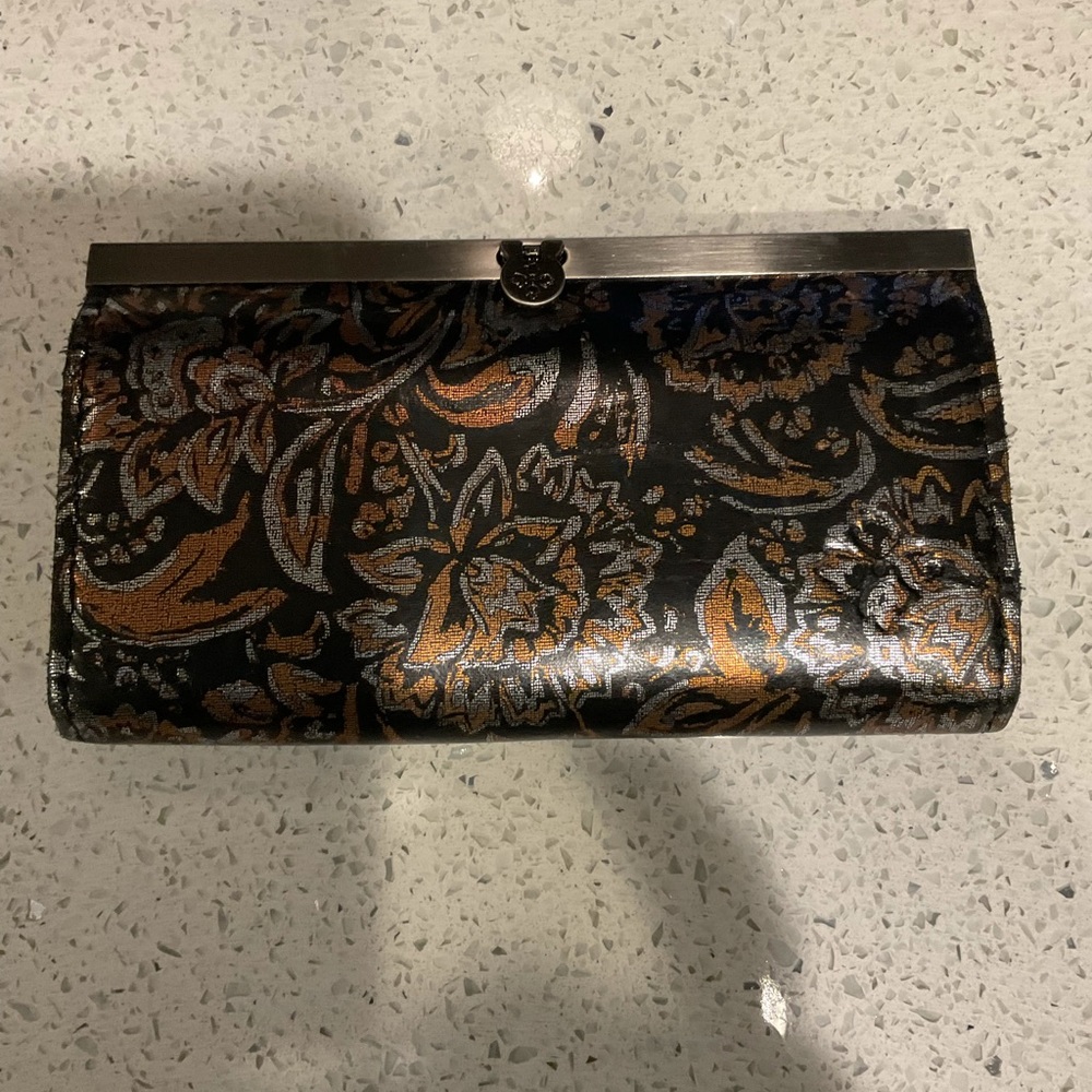 Patricia Nash Leather Black Gold Silver Wallet